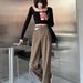 Women's Clothing High Waist Drape Wide Leg Pants Casual Loose Floor Length Double Button Straight Suit Pants_ecoleips.com