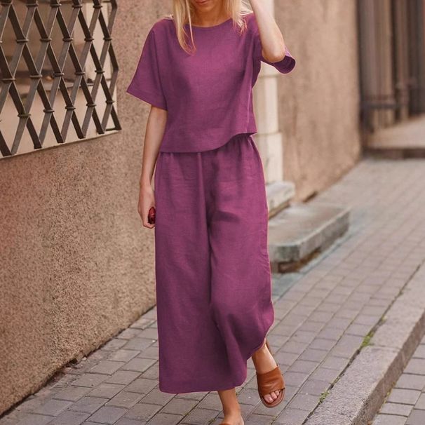Women's Clothing Loose Short Sleeved Trousers Suit Fashionable Outdoor Commuter Suit_ecoleips.com