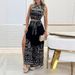 Women's Printed Position Set Lace Up Vest Top Casual Fashionable Style Regular Fit T-Shirt For Ladies_ecoleips.com