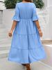 Plus Size Summer Solid Color Textured Loose Dress_ecoleips.com