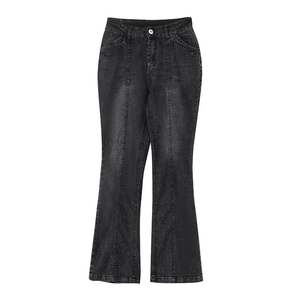 Women's Denim Low Waist Broken Bone Flared Trousers_ecoleips.com