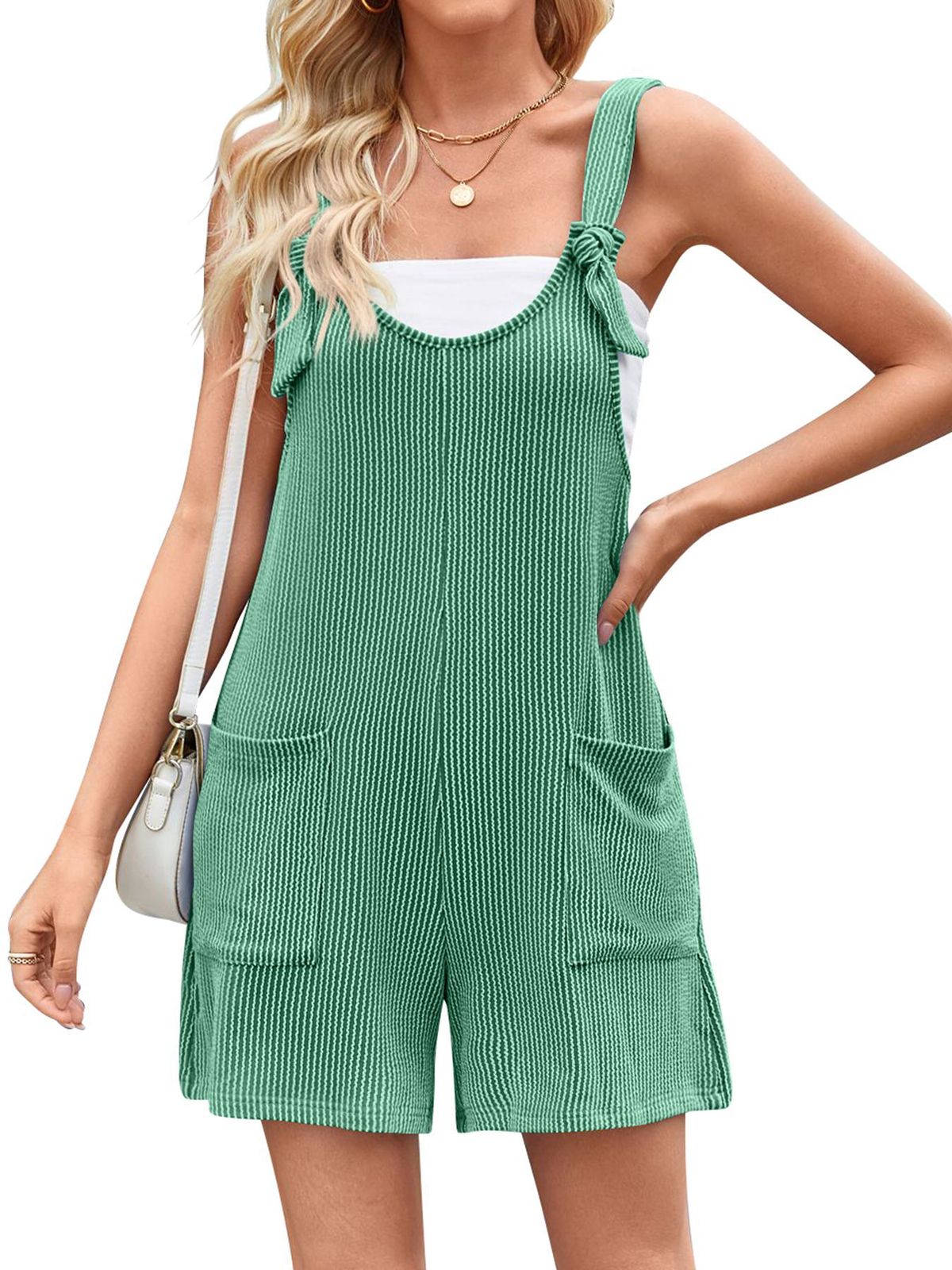 Women's Clothing Twisted Stripe Overalls Versatile Pocket Straight Jumpsuit For Women_ecoleips.com