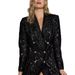 Women's Clothing Fashion Celebrity V Neck Temperament Suit Jacket Double Breasted Black Sequins Slim Long Top_ecoleips.com