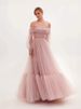 2025 New Women's Off-Shoulder Mesh Sleeve Wedding Sheer Long Dress_ecoleips.com