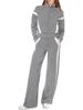 Women's Sporty Striped Lounge Set – Long Sleeve Color-Block Tracksuit (S-XXXL, Poly-Spandex Blend, Wrinkle-Free Chenille Fabric)_ecoleips.com