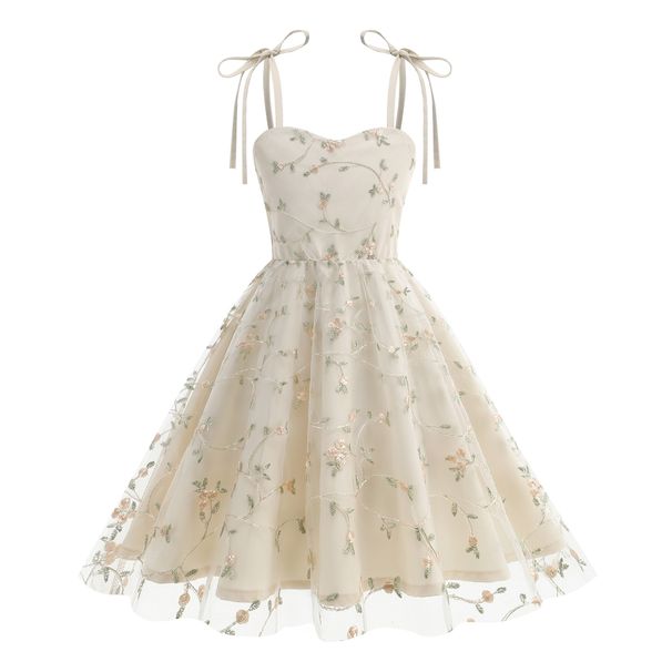 Children's Clothing European American Style Embroidered Bow Princess Dress Mesh Suspender New Arrival 2025_ecoleips.com