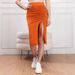 Aria Basics Aria Basics Cross-border European And American Spring/Summer New Fashionable Simple Sophisticated Asymmetrical High-Slit_ecoleips.com