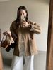 Aria Basics Huang Zheng Retro Color-Block Corduroy Thickened Cotton-Padded For Women Winter Loose Mid-Length Jacket Top 541106_ecoleips.com
