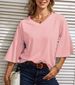 Aria Basics Aria Basics Cross-border European And American 2023 Spring/Summer Bestseller Solid Color V-neck Bell Sleeve Loose Casual_ecoleips.com