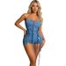 Women's European American Style Denim Jumpsuit Shorts Sexy Backless Strapless Lace Up Bodysuit For Nightclub Clothing_ecoleips.com
