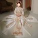Short Bride 145cm Weddig Chiese-style Xiuhe Dress, Slim-fit, Champage Color, Light Color Series, Toast Dress For_ecoleips.com