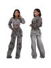 Women's Stretch Denim Two-Piece Set – High-Waisted Utility Pants & Cropped Jacket (Polyester Blend, S-XXL) For Street Style & Office Wear_ecoleips.com