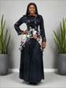 Women's Clothing Plus Size Women's Casual Two Piece Suit Dress Set Pleated Print Fashion Top Long Skirt European American Style_ecoleips.com