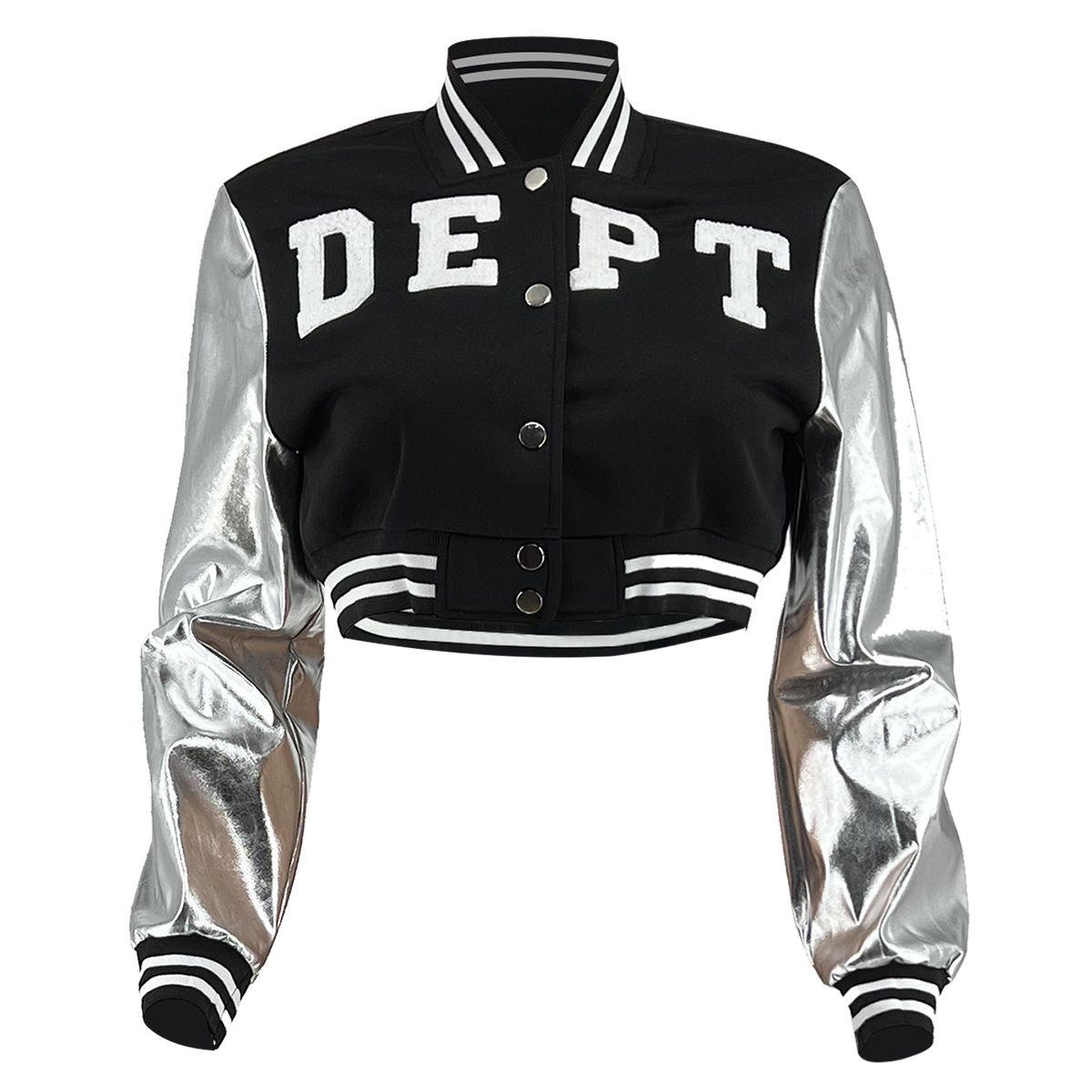 Women's Autumn/Winter Embroidered Sweatshirt Patchwork Ribbed Baseball Jacket Coat European American Style Towel Letter Design_ecoleips.com