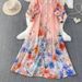 Women's Retro Print V-Neck Dress Lantern Sleeve Single-Breasted Tie Waist Elegant Long Dress For Spring/Autumn Casual Chic_ecoleips.com