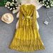 Elegant French Style Midi Dress For Women With Lace Detailing Round Neck Fitted Waist_ecoleips.com