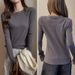 Women's Clothing Tencel Lyocell Long Sleeve Base Shirt Round Neck Brushed High End Solid Color T-Shirt For Autumn Winter Regular Fit_ecoleips.com