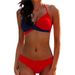 Women's Clothing Bikini Sexy Color Matching Cross Hard Pack Split Swimsuit Women_ecoleips.com