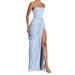 Strapless Evening Dress Pleated Slit Long Style Banquet Dress New Summer Sexy_ecoleips.com