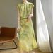 2024 Spring/Summer Women's Retro Slimming Dress, Tencel Cotton New Chinese Style Long Modified Cheongsam_ecoleips.com