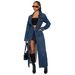 "Stylish Long Sleeve Denim Duster Coat With Pockets - Oversized Open Front Jacket For Women, Streetwear Fashion, S/M/L/XL/2XL"_ecoleips.com