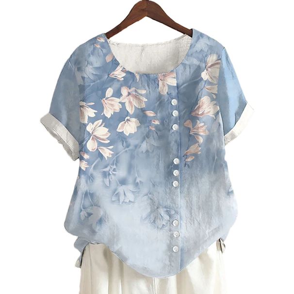 2025 Summer Retro Fashion Printed Loose Casual Shirt Top, Suitable For Casual Or Vacation Ladies' Beachwear_ecoleips.com