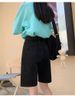 K Cowboy Retro Denim Shorts Women's New High Waisted Straight Leg Five Quarter Pants Loose Wide Leg Shorts_ecoleips.com