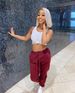 Women's Clothing Solid Color Letter Printing Loose Drawstring Sports Pants_ecoleips.com