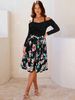 "Spring Floral One Shoulder Dress For Women - Slim Fit A-Line Off Shoulder Long Sleeve Dress, Elegant & Romantic, S/M/L/XL_ecoleips.com