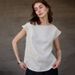 Women's Minimalist Style Pure Linen Short Sleeved T-Shirt Breathable round Neck Flutter Sleeve Design Solid Color Summer Top_ecoleips.com