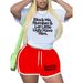 Women's Stylish T-Shirt & Shorts Set – Casual Sporty Two-Piece Outfit, Breathable Polyester, Trendy Color Block (White/Black/Red/Green/Gray/Khaki)_ecoleips.com