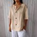 Women's Clothing Summer New Loose T Shirts For Women V Neck Cotton And Linen Button Tops_ecoleips.com