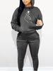 Women's Autumn And Winter Fashion Casual Heart Gesture Print Thick And Plush Warm Hooded Sweatshirt+sports Pants Set-782_ecoleips.com