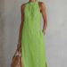 Elegant Halter Neck Lace Trim Sleeveless Dress – Solid Color Summer & Spring Dress For Women (White/Green/Yellow/Black/Blue/Red)_ecoleips.com