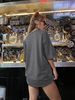 Women's Oversized Gray T-Shirt Casual Comfort Fit round Neck Short Sleeve Minimalist Printed Tee for Spring/Summer_ecoleips.com