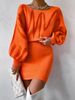 Women's Geometric Print Knit Sweater & Skirt Set - Long Sleeve Round Neck Pullover With Mini Skirt, Casual Fall Winter Outfit (S/M/L/XL)_ecoleips.com