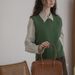 Dailyar "Cloud Toca" Round Neck Cable Knit Knitted Vest With Back Slit_ecoleips.com