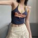 Women's Sexy Halter Neck Summer Top With Letter Print, Streetwear Fashion Stretch Polyester Cropped Fit_ecoleips.com
