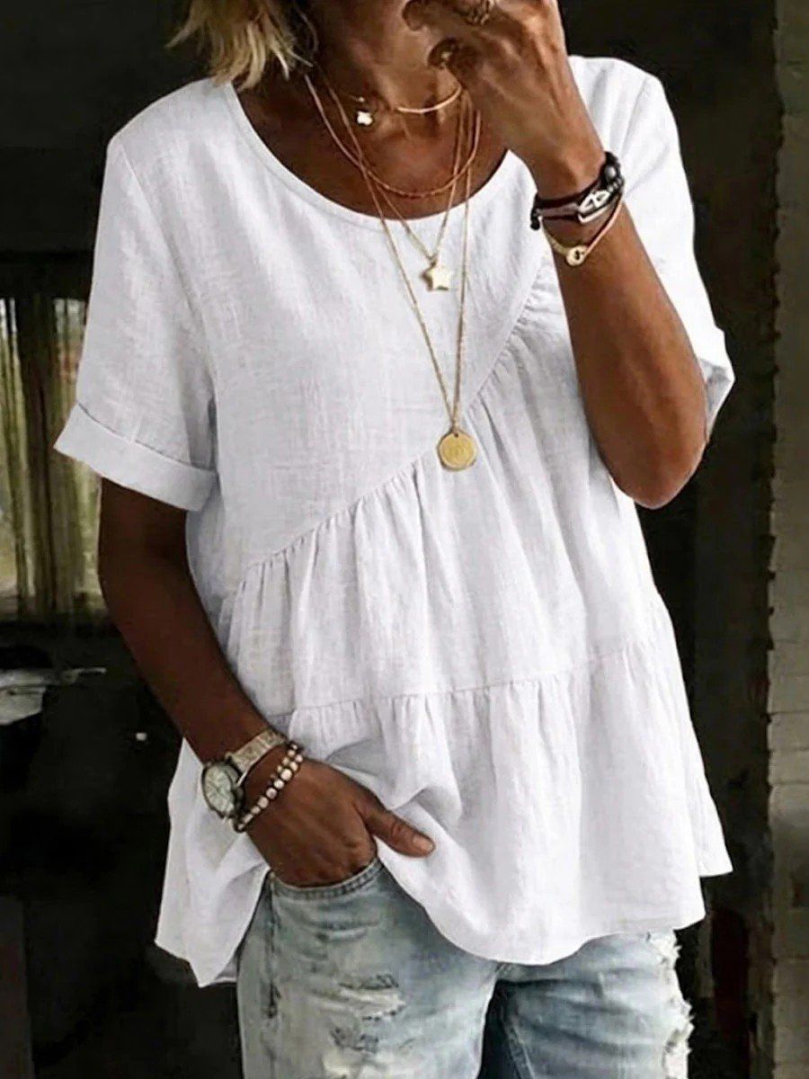 2026 European And American Cross-border Foreign Trade New Women's Casual Comfortable Round-neck Solid Color_ecoleips.com