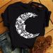 Women's Summer Fashion Rose Flower Music Note Short Sleeve T-Shirt_ecoleips.com