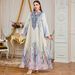 Women's Long Dress Digital Print V Neck Casual Loose Elegant Fashion Cross Border E Commerce Muslim Clothing_ecoleips.com