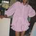 Women's Striped Fashion Suit Loose Fit Casual Two Piece Set With Lapel Puff Sleeves Ruffled Shirt And Shorts For Summer_ecoleips.com
