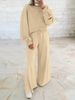 Women’s Oversized Drop-Shoulder Bubble Sleeve Top & Drawstring Wide-Leg Pants Set – Casual Lounge Two-Piece (6 Colors, S-XXL)_ecoleips.com