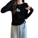 Irregularly Shaped, Solid-Colored Women's Long-Sleeved Garment For Spring And Autumn Seasons, Featuring A Perforated Des_ecoleips.com