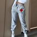 Women's Clothing Women's High-Waisted Elastic Jogging Pants Red Rose Print Loose Fit Long Sweatpants For Formal & Casual For Women_ecoleips.com
