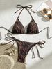 Women's Clothing Trendy Printed Halter Neck Suspenders Sexy Bikini Split System Strap_ecoleips.com