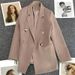 Women's Clothing Brown Women's Korean Style Suit Jacket Loose Straight Cut Elegant Slimming Petite Outerwear Spring Autumn_ecoleips.com