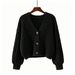 Women's V Neck Cardigan Sweater Loose Fit Retro Cable Knit Short Style For Autumn Winter New_ecoleips.com