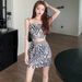 Sexy Summer Fashion Zebra Print Camisole Bodycon Slimming Skirt Two-Piece Set For Women_ecoleips.com