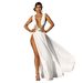 Women's Clothing Long Skirt Sexy Fashion Wedding Evening Dress Deep V High Slit Part Big Swing Long Skirt_ecoleips.com